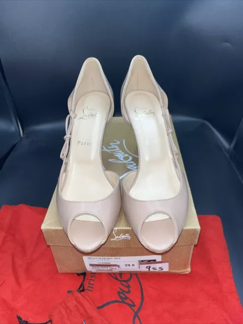 Christian Louboutin ""Delico"" 85 nackte Patent Peep Toe Absätze Größe UK 6,5 EU 39,5 3