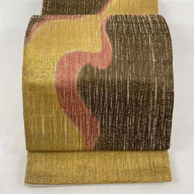 Japanischer Kimono-Obi aus reiner Seide mit geometrischem Muster und...