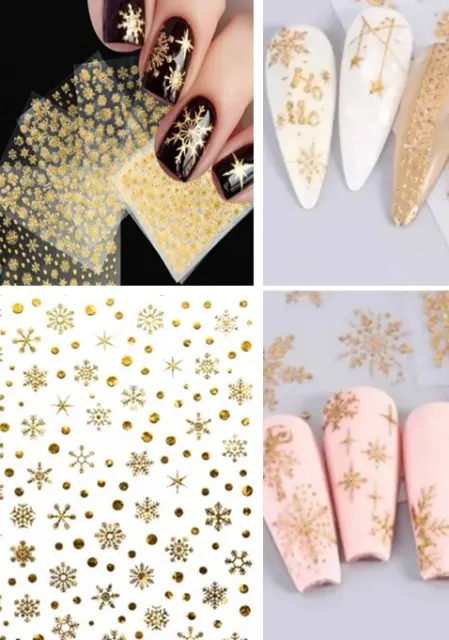 Nail Art Aufkleber Nail Charms Gold Schneeflocken Langlebig Atemberaubend Weihnachten XL Deko