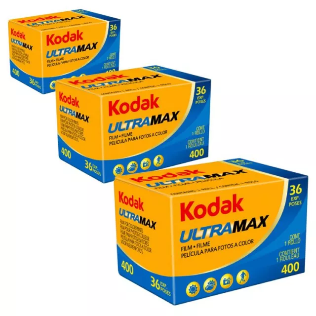 THREE PACK Kodak UltraMax 400 Camera Film 135 (24 Exp) - Colour Negative Film