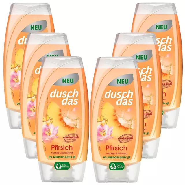 6x 225ml Duschdas Pêche Gel Douche Fruité Parfum Vitalisant Ph Neutre