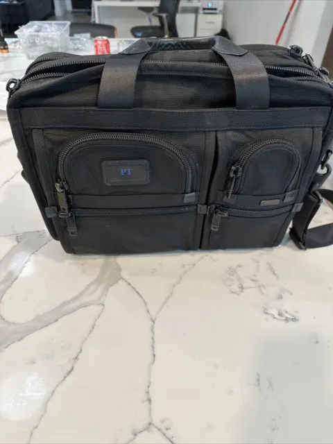 Tumi Black Ballistic Nylon Leather Trim Briefcase/Shoulder Bag Laptop Sleeve