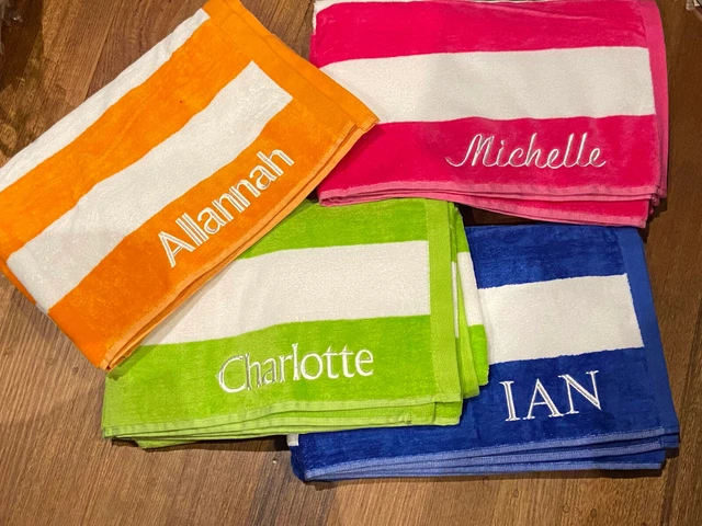 personalised embroidered strip pool/beach towel 2