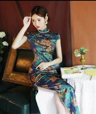 Beautiful Cheongsam Quipao Traditional Chinese Women's Long Dress, Asian size L