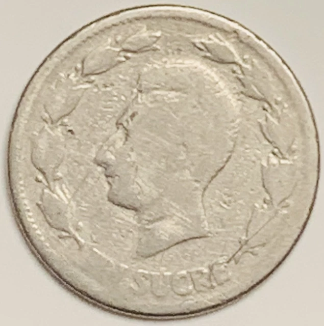 1946 Ecuador Sucre (Un) KM# 78.2 Circulated Condition