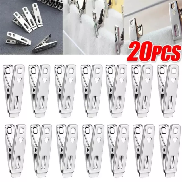 20 Pcs Windproof Metal Hanging Clips Stainless Steel Hangers Clip  Clothes