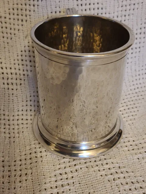 Vintage Hand-Hammered English Pewter 1/2 Pint Tankard Made In Sheffield  2