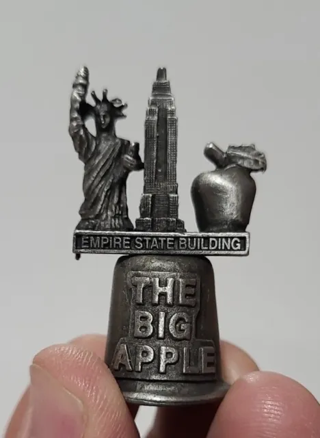 Pewter New York Thimble: Statue Of Liberty, Empire State Building, The Big Apple