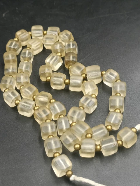 Antique Roman Old Rock Crystal Hand cut Square Shape bead  Top Quality necklace