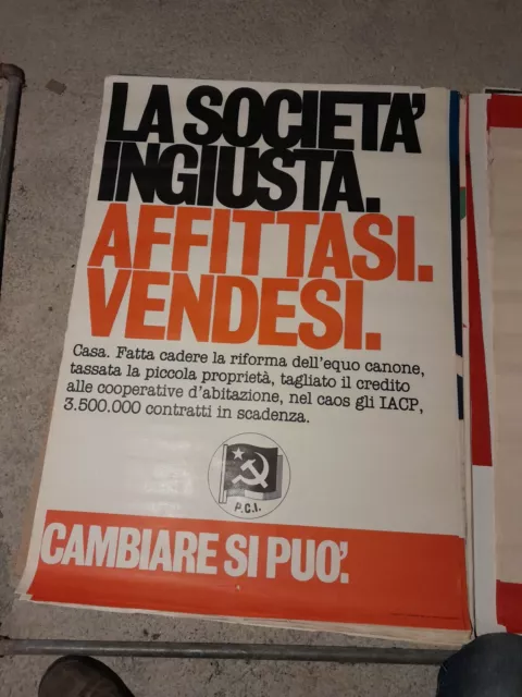 Manifesto Originale Partito Comunista Italiano PCI CM 70 X 100 POLITICO