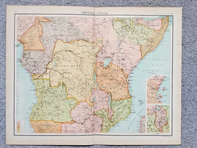 1898 Antique/Vintage Map of Central Africa - Citizens Atlas, J. G. Bartholomew