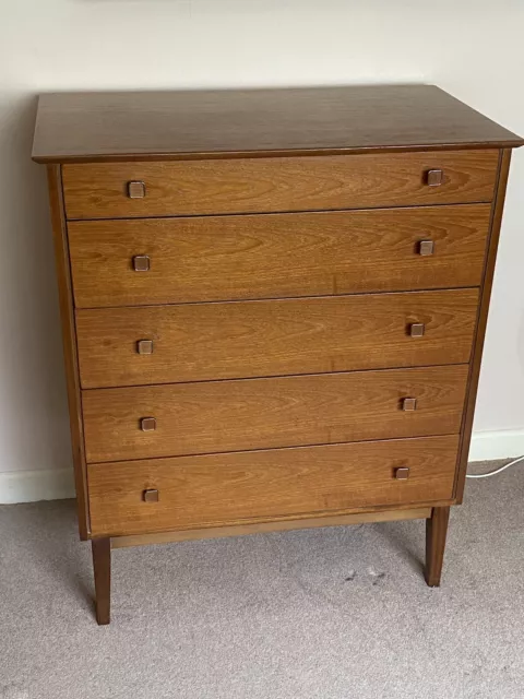 William Lawrence of Nottingham Teak 5 Drawer Chest - Mid Century / Vintage Retro