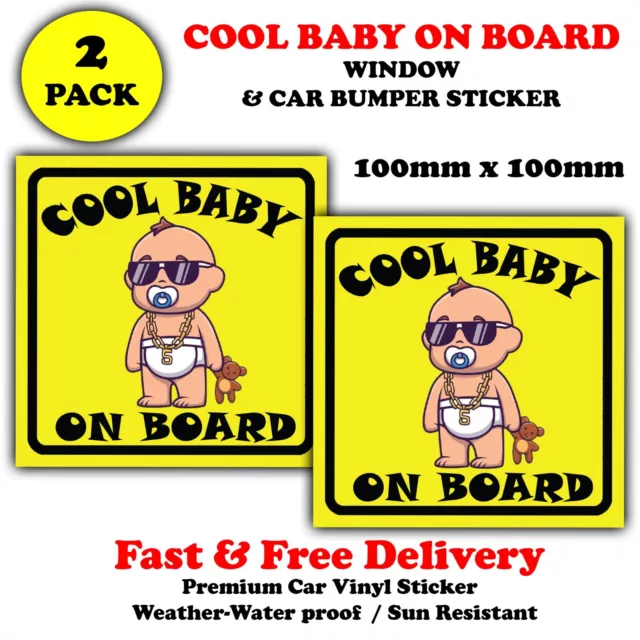 2x Cool Baby an Bord AUTO Stoßstange Aufkleber-Baby Safety Auto selbstklebend 100 mm qm