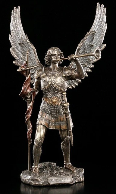 Arcángel Gabriel Figura - Bläst Trompeta - Veronese Deco Estatua Cristiano Ángel