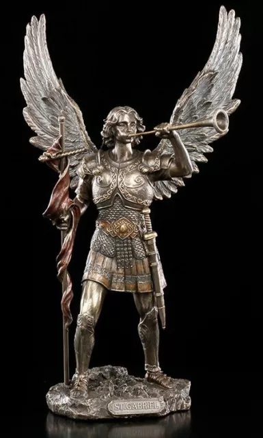 Erzengel Gabriel Figur - Bläst Trompete - Veronese Deko Statue Christlich Engel