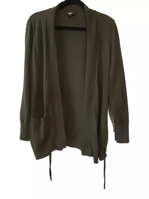 Simply Vera Wang Womens Cardigan Sweater Open front Size Large Olive Green