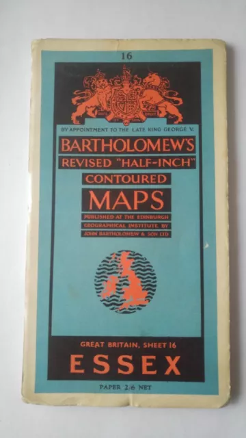 Bartholomews Essex Vintage Revised Half Inch Map