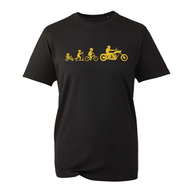 T-shirt moto Evolution, divertente motociclista biker novità top unisex
