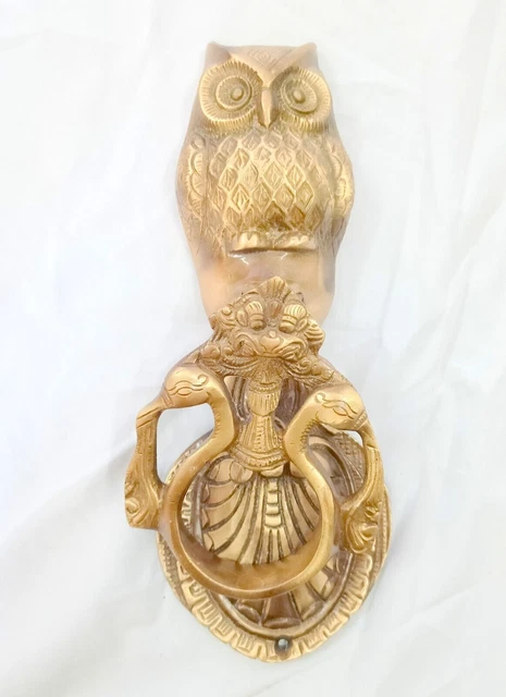 Chouette dorée Figure heurtoir de porte en laiton Style victorien heurtoir...