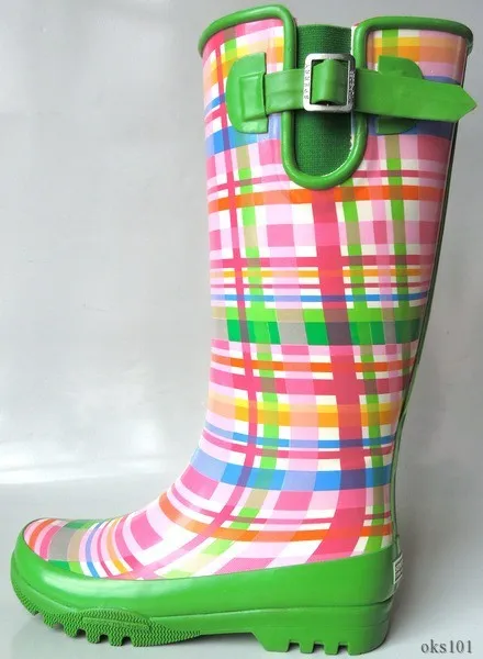 SPERRY Top-Sider pink/green plaid fleece-lined SNOW RAIN BOOTS 'Pelican' new