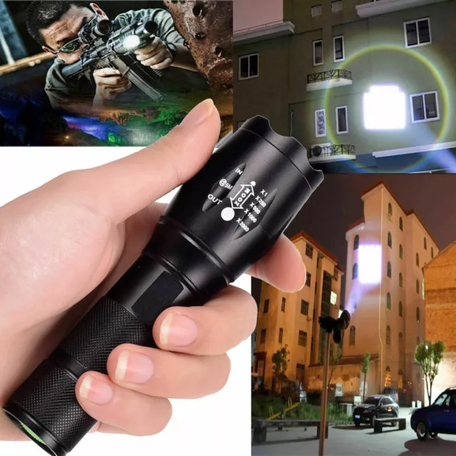 Ultrafire Tactical Flashlight T6 LED 50000LM Torch Zoomable Lamp Light 5 Modes