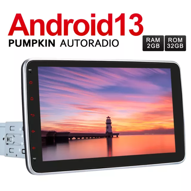 Single 1 DIN drehbar 10.1'' Touch Screen Autoradio Android 13 GPS