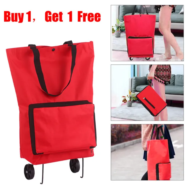 Women Foldable Shopping Cart Bag Portable Shopping Trolley Bag With Wheels