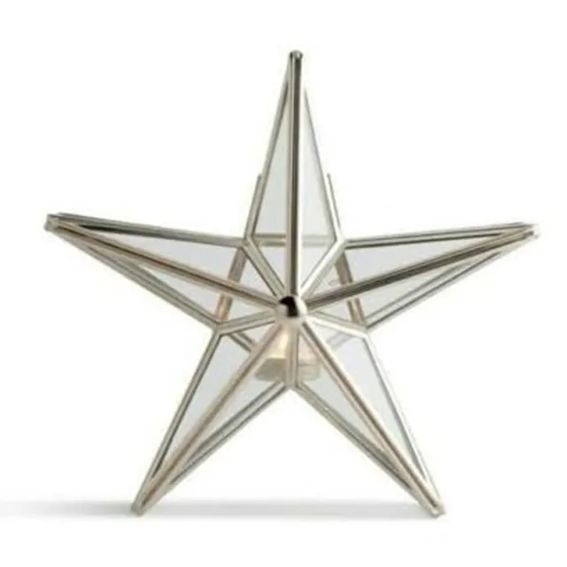 Habitat Silver Metal Glass Star Tealight Candle Holder Home Christmas Decoration