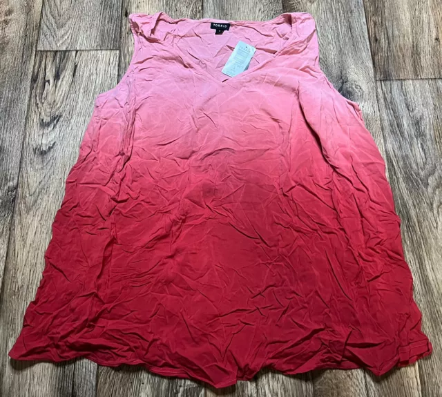 Torrid 1 Dip Dye Challis Tank V-neck Cami Lightweight 1X 14 16 Sleeveless New