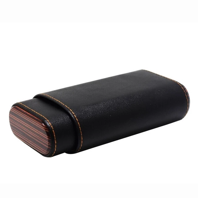 Cigare Etui Véritable Cuir Ébène Bas Voyage Cigarette Stockage Boîte 149x76x35mm