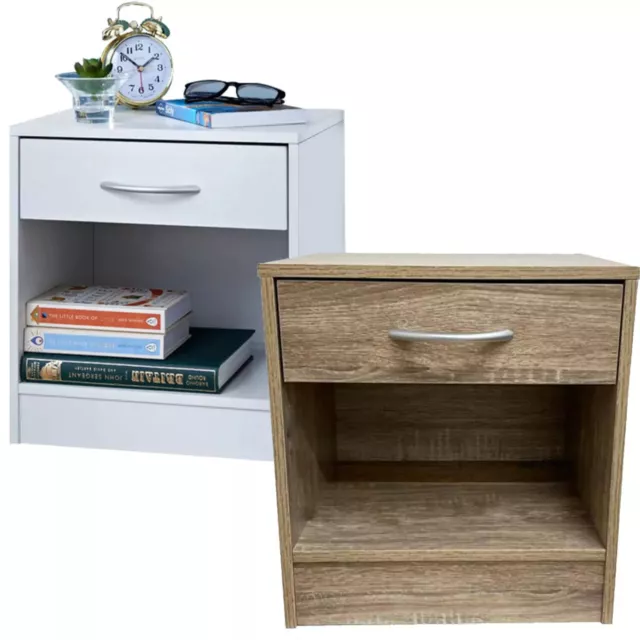 Bedside Table with Drawers End Small Cabinets Bedroom Furniture Storage Shelf UK