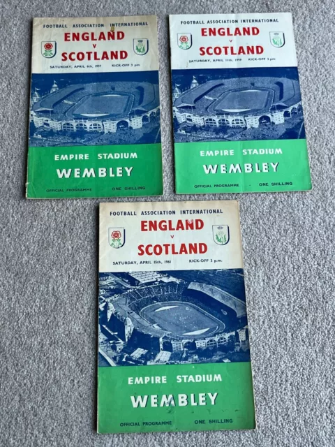 1957 1959 & 1961 England v Scotland Football programmes from Wembley Stadium