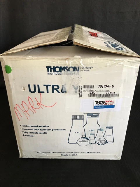 (6/Cs) THOMSON 2.5L PP Ultra Yield Graduated Shaker Cell Culture Flask Baffled