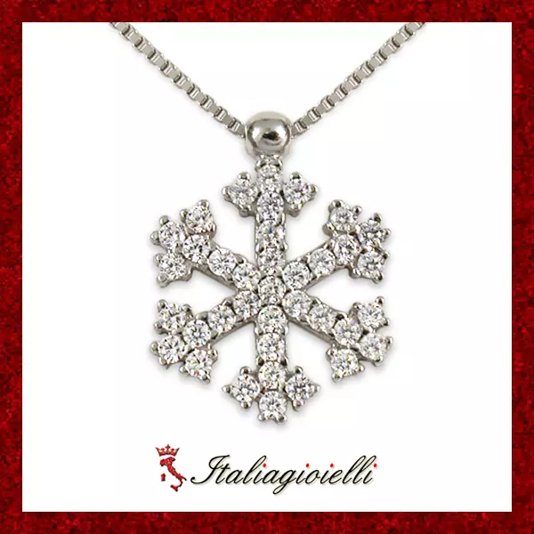 Collana Fiocco di Neve Gioielli Donna in Argento 925 rodiato Oro Bianco