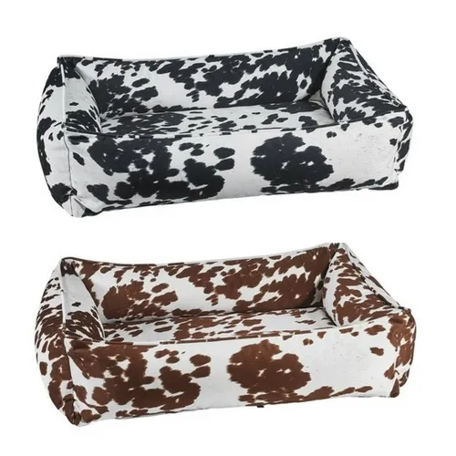 Bowsers COW PRINT MicroVelvet Urban Lounger Nesting Dog Bed — Pick Size/Color