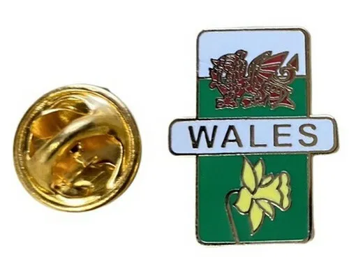 Wales Welsh Dragon Daffodil Vertical Lapel Pin badge FREE UK P&P