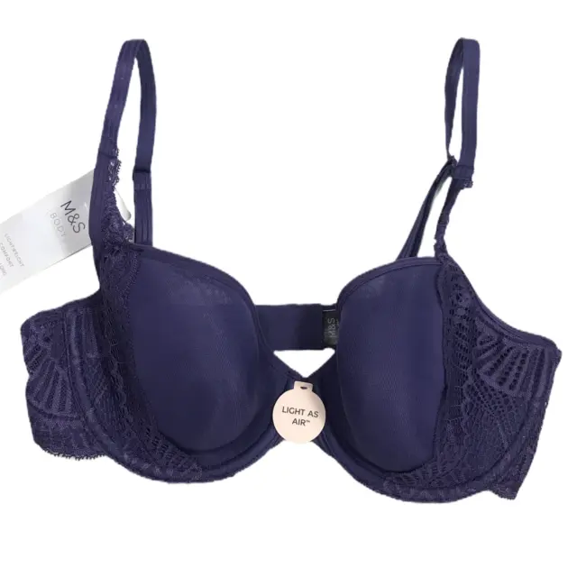 M&S LIGHT AS Air Sheer Lace Spacer Bra 32C Purple Lingerie Padded Full Cup  Wired £14.95 - PicClick UK