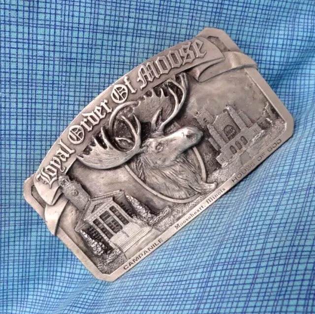 Exclusive Loyal Order Of Moose Belt Buckle Mooseheart Illinois Vtg 1983  .TAZ971