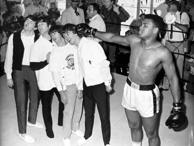 muhammad Ali The Beatles Black And White 8x10 Picture Celebrity Print