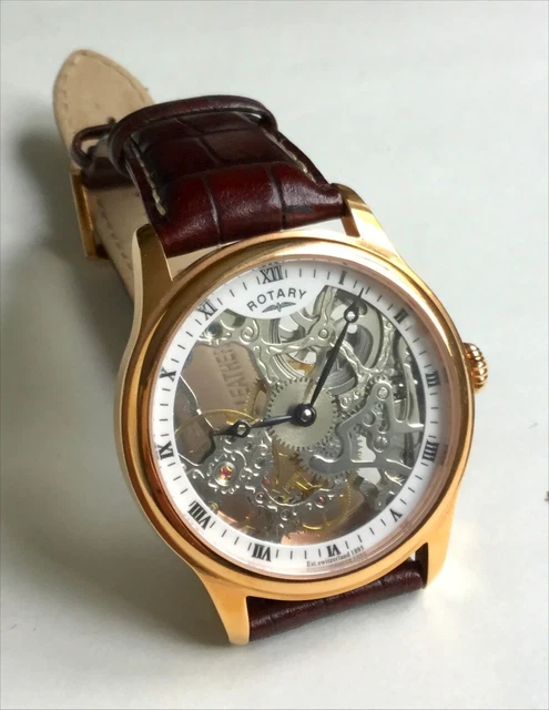 Rotary skeleton discount watch rose gold