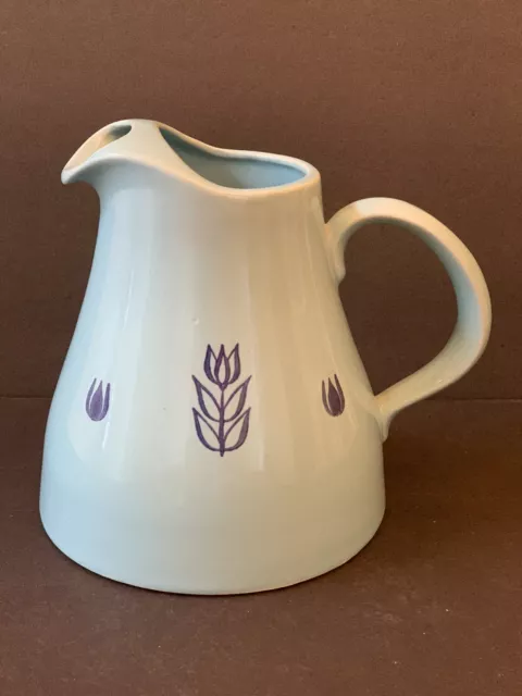 Vintage Blue Cronin Tulip Pitcher Ceramic Pottery MCM Made In USA 1950's