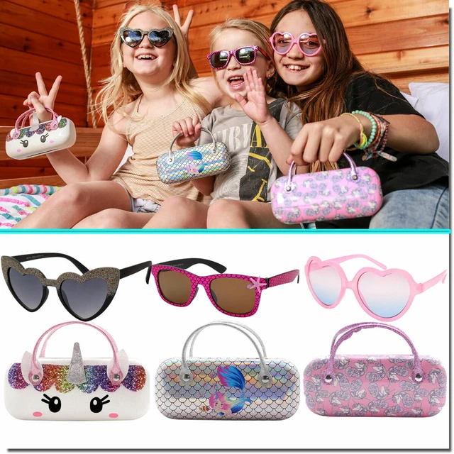 Girls Sunglasses With Case Heart Shape Unicorn Cases Cute Combo Set Styles New