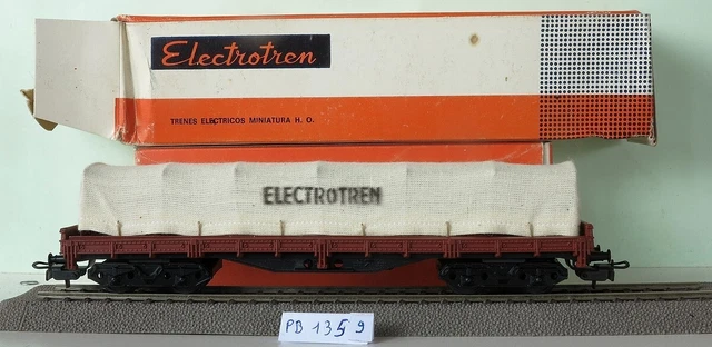 Electrotren HE6062 Wagon à Bâche Articulée 3 Essieux – Échelle HO 1:87, Type Lails 24, Livrée Bleu/Gris – Modélisme Ferroviaire