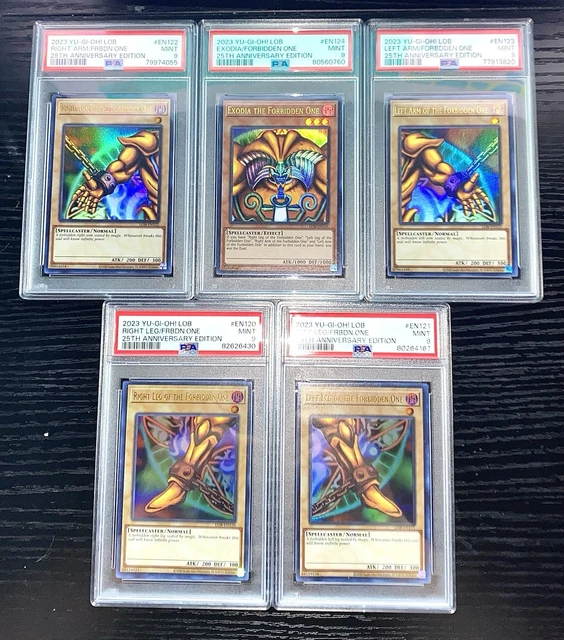 YUGIOH -EXODIA FULL 5 Piece Set- LOB 25th Anniversary, PSA 9 Ultra