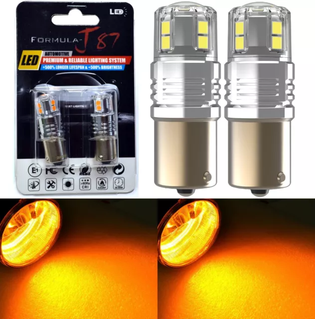 LED 15W 795X BA15S Naranja Ámbar Dos Bombillas Luz Recambio Lámpara Stock Plug