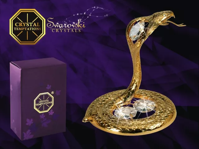 4188 Oro Serpiente Cobra Piedra Swarovski Cristal 24 Quilates Cristal 7 CM