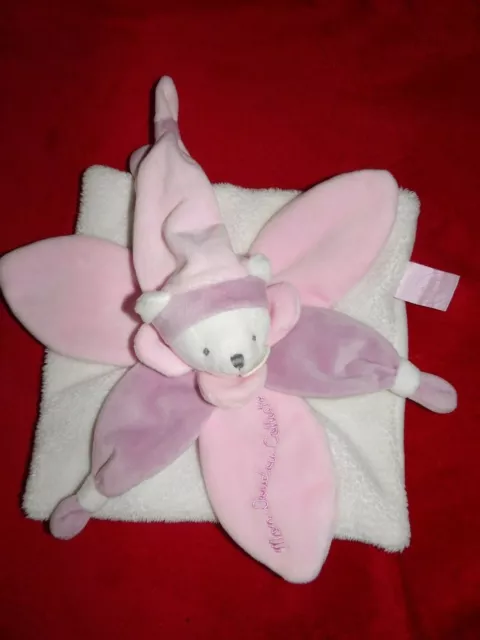 Doudou et Compagnie J'aime Mon doudou collector Ours Plat Rose et Blanc