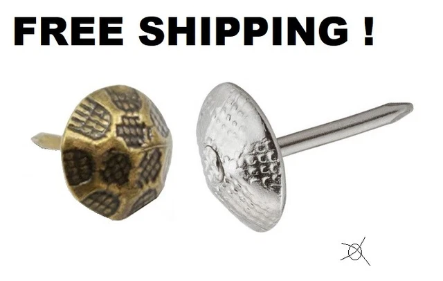 upholstery nails textured dome head tacks 2 models nickel & brass bundle 100 Pcs