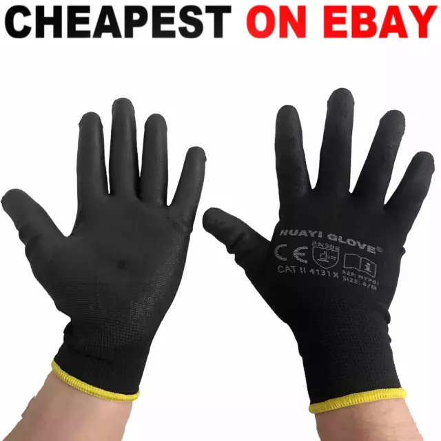 24 Pairs Pu Coated Safety Work Gloves Glove Garden Grip Mens Builders Gardening