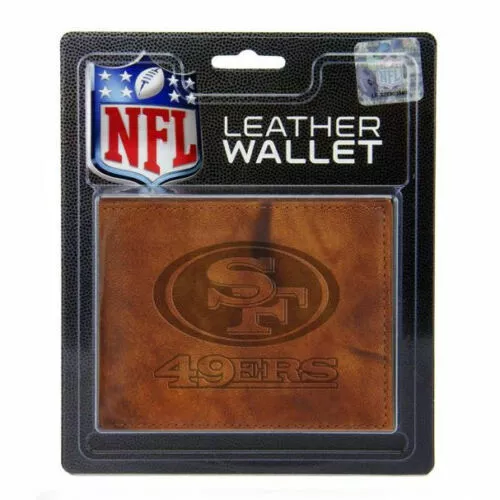 Officially Licensed NFL San Francisco 49ers Leather Billfold Wallet in Brown